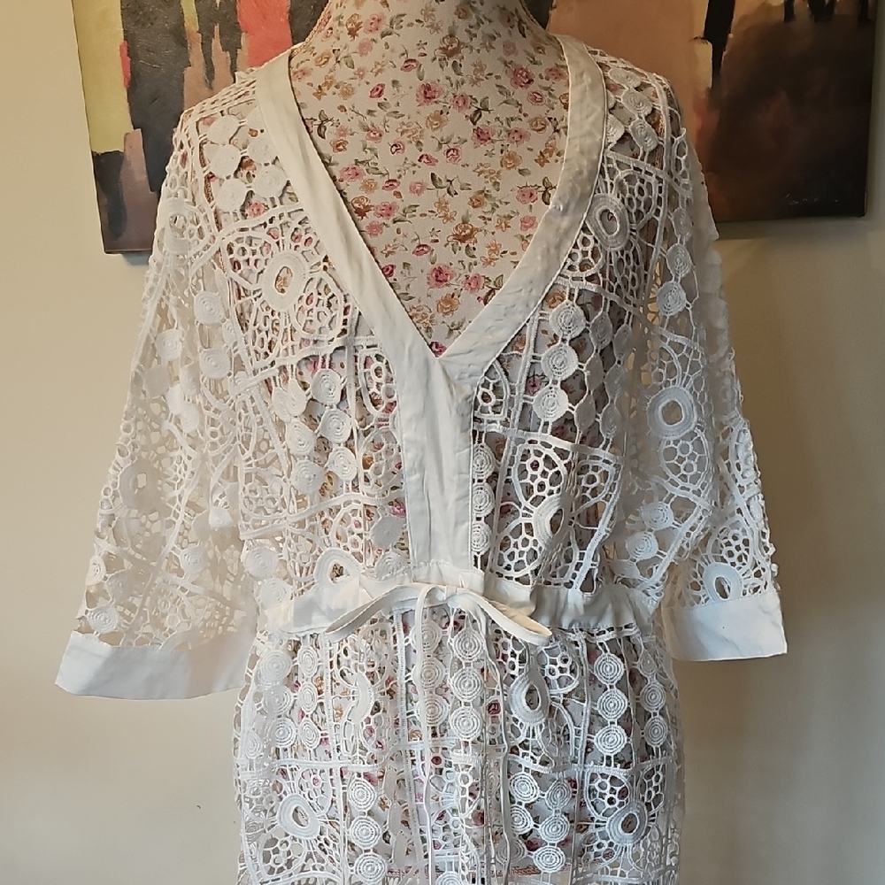 NWT 4OUR Dreamers Cream Croshet Coverup. Size S